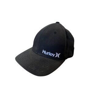 Hurley Baseball Cap FlexFit Black Mens‎ Sz L/XL Stretch Yupoong Embroidered Logo